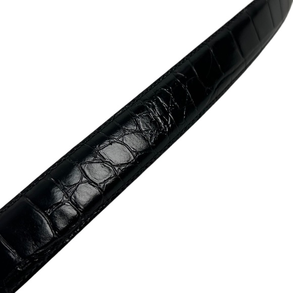 Garfinckel's Small Alligator Grain Steerhide Belt Made in USA Gold Tone Buckle - Picture 12 of 14